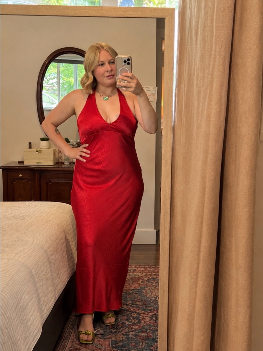 Sincerely Jules Red Backless Halter Maxi Dress